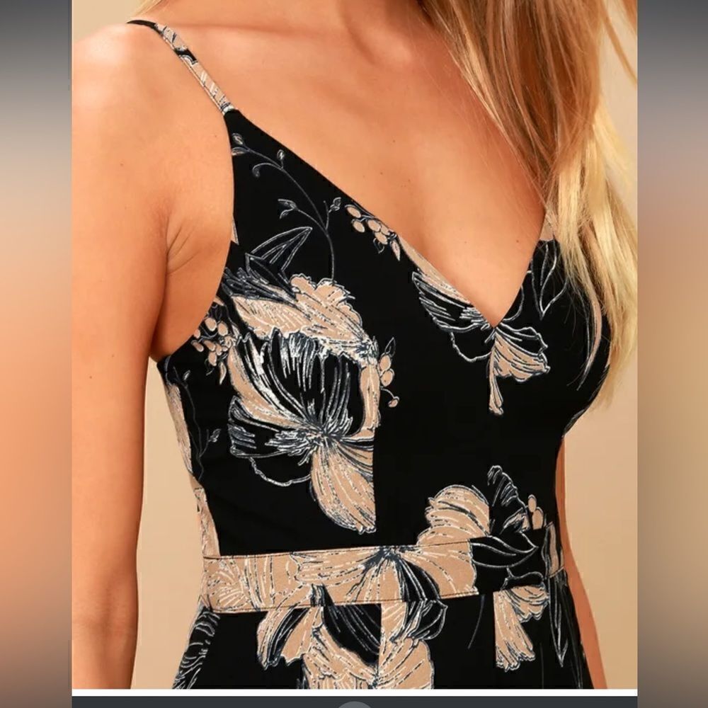 NWT Lulu Darling Daylily Black Floral Print High-Low Maxi Dress size S - Picture 4 of 15